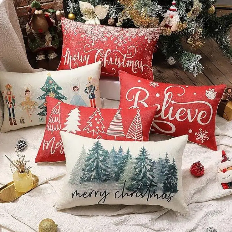 

Christmas Pillow Covers 50*30cm Pillowcases Merry Christmas Throw Pillow Covers Home Party Decor Sofa Cushion Xmas Decoration