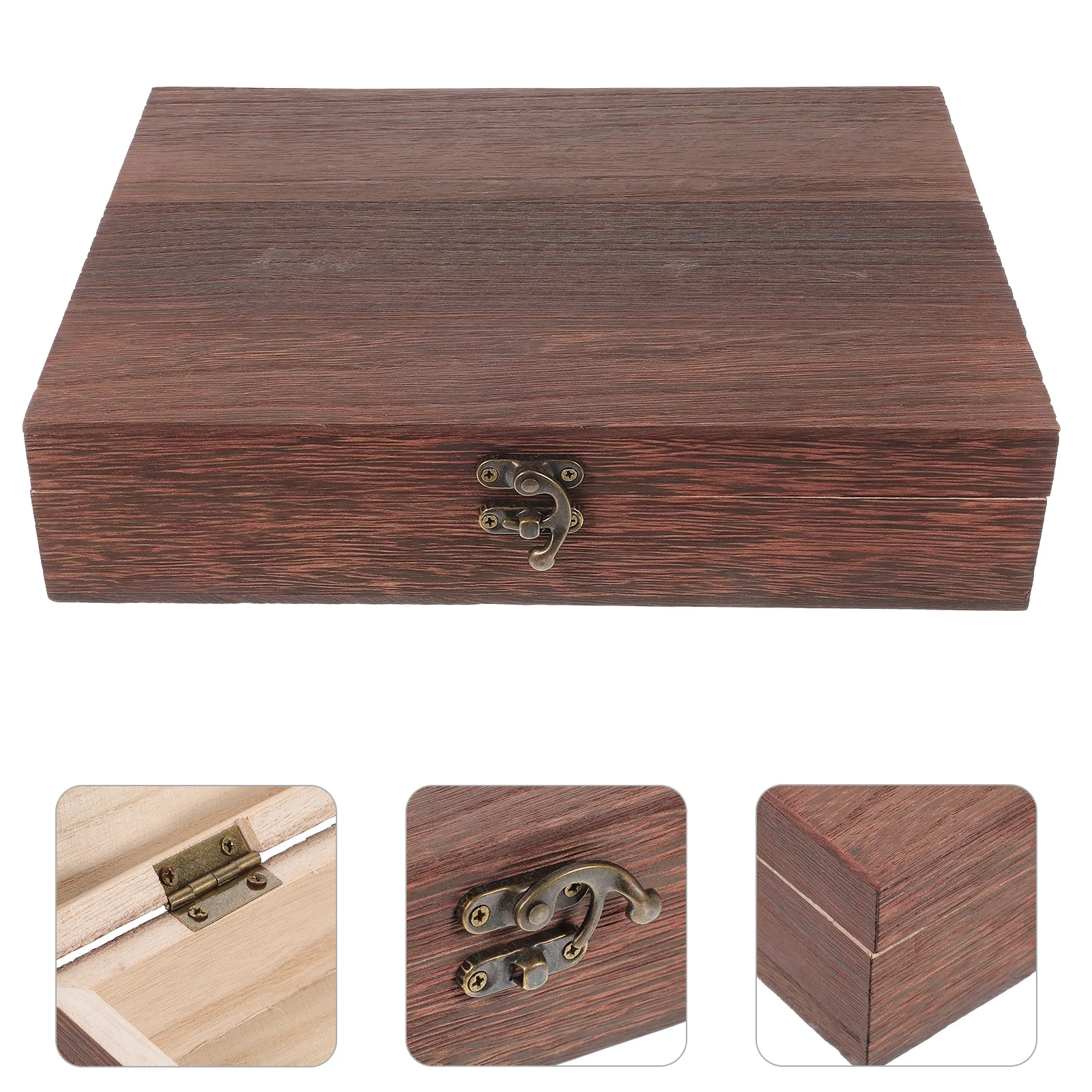 Wooden Storage Box Bins with Lids Chest Vintage Jewelry Case Rustic Simple Display Man