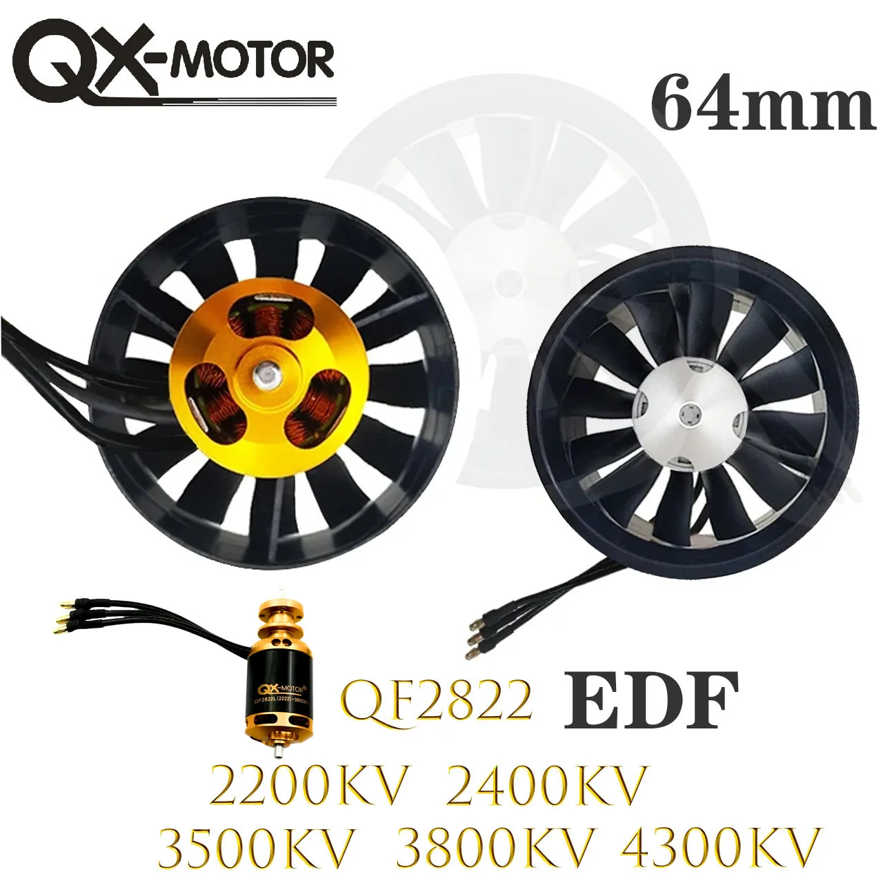 QX-MOTOR 64mm 12 łopatek EDF wentylator kanałowy QF2822 (2222) 2200KV2400KV3500KV3800KV4300KV bezszczotkowy silnik do zdalnie sterowanych zabawek