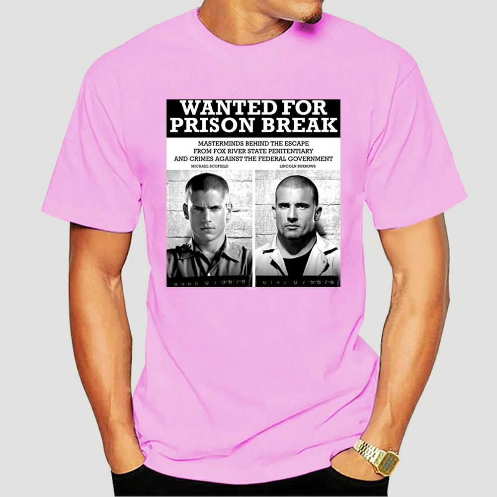 

Tees Shirt Fitness Wanted for prison break Mens Couple Design A T Shirt Cotton Short Sleeve Big Size Men's T-shirts 4092X