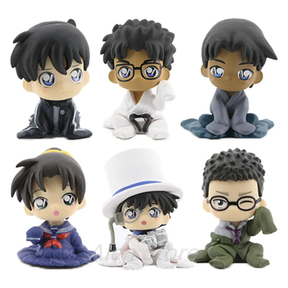 6PCS BANDAI Detective Conan Edogawa Jimmy Kudo Mouri Ran Gashapon Action Figures Model Collection Hobby Gifts Toys Kids