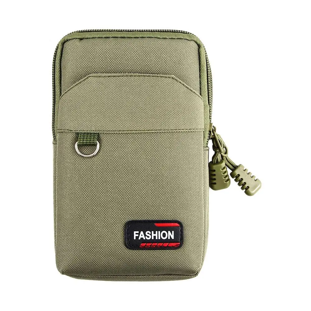 Outdoor Durable Single/Double Layer Green Khaki Nylon Colth Mobile Phone Bags Waist Fanny Pack Belt Waist Bag EDC Molle Purse