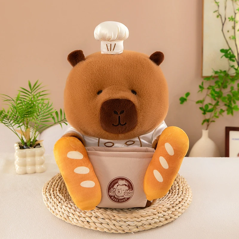 30 cm Chef pain Capybara peluche Kawaii Capibara Anime moelleux jouet mignon poupée animaux en peluche doux poupée en peluche enfants cadeau d'anniversaire