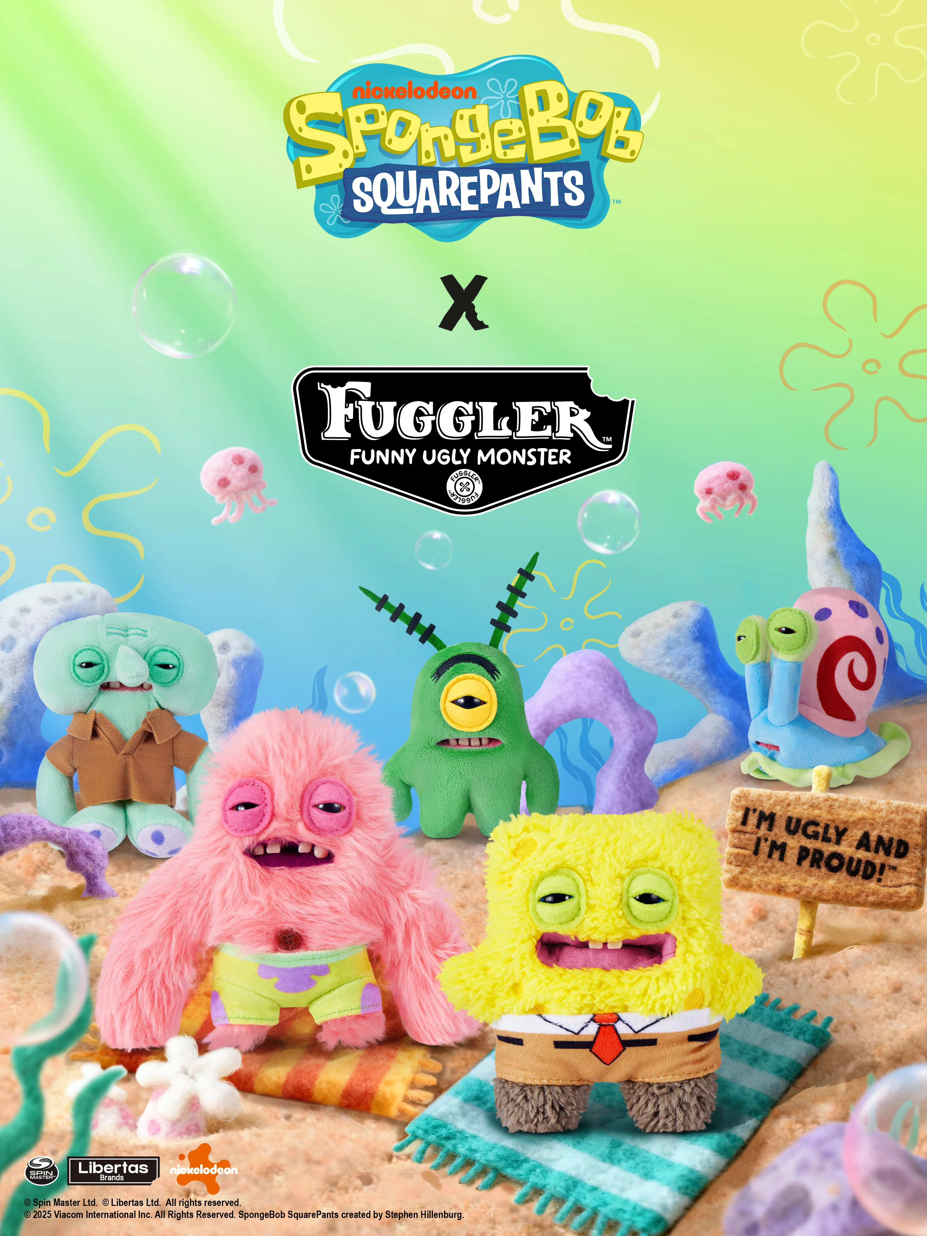Originele Fuggler Grappig Lelijk Monster Spongebob Squarepants Serie Knuffel Collectible Sleutelhanger Hangende Tas Charme Ornament Geschenken