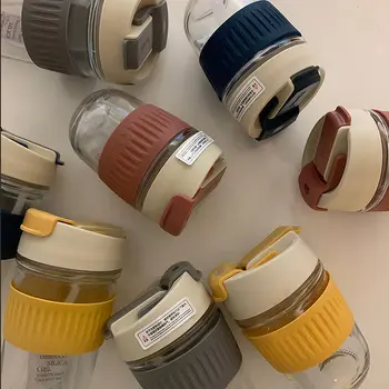 한국산 유리 물병, 휴대용 유리컵 (뚜껑 및 빨대 포함), 커피, 우유, 차, 주스용, 화상 방지, 학교 음료 선물 6 best sales 디올 선글라스 - №3