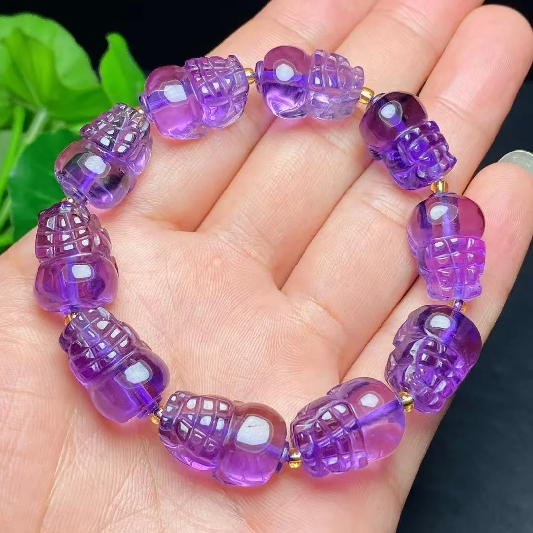 

Natural Lavender Amethyst Quartz Beads Bracelet Pi Xiu 19*13*10mm Purple Amethyst Cut Beads Women Men Jewelry AAAAA