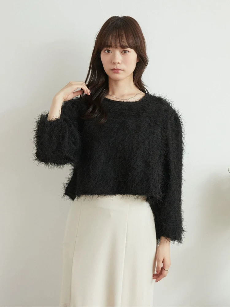 

Slimming Loose round Ne Sweater Women's Faion Versatile Tassel Detail Polyester Fiber Long Sve ort Length Color