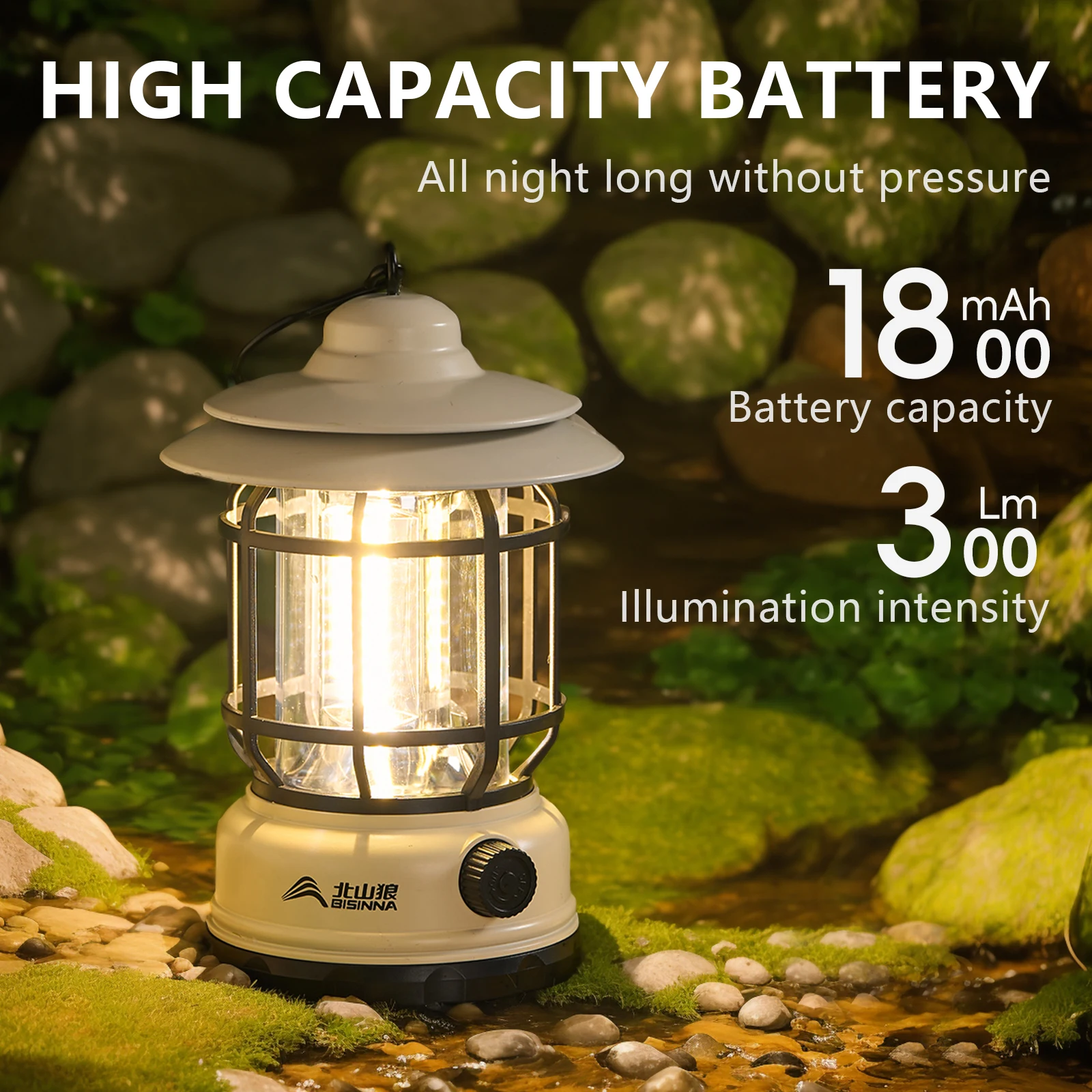 BISINNA Camping Lights Long Endurance Outdoor Tent Lights Rechargeable Waterproof Camping Lights Retro Atmosphere Lights