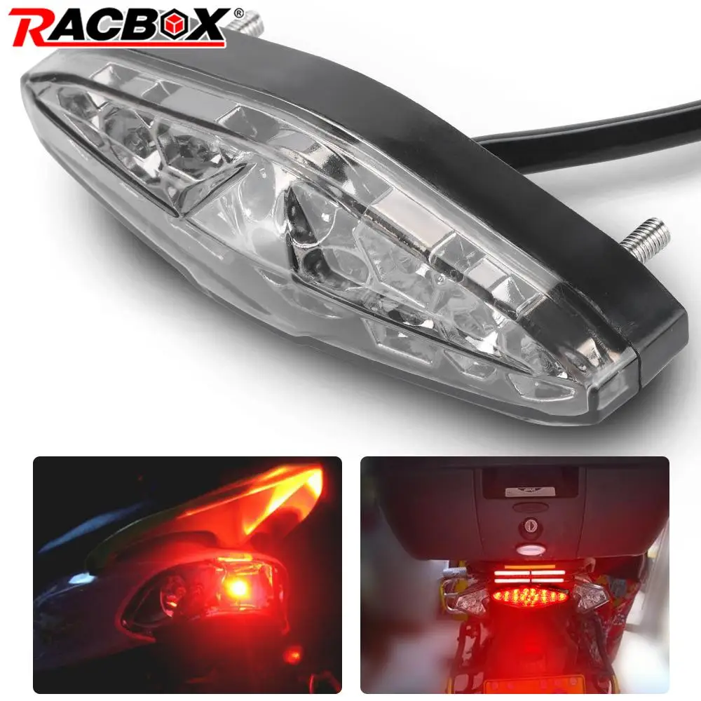 Motorcycle LED Tail Light Rear Fender Brake Lamp 12V High Low Red Stop Signals Universal For Dirt Street Bike Scooter Motorbike