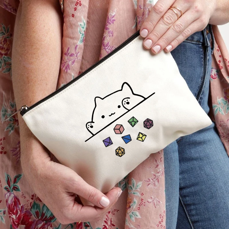 Cute Cat Cloth Cosmetic Bag Women Lipstick Pouch for Makeup Line Cat Make Up Gifts Kawaii Purse Wallet Go Shopping Storage Case