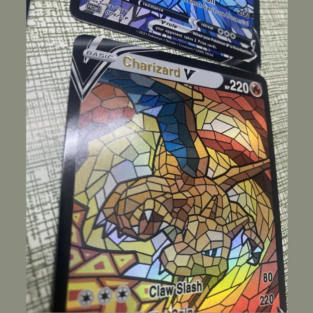 DIY Self Made Pokemons Charizard Squirtle Bulbasaur Hot Stamping Flash Card Anime Peripheral Game Collection Card Holiday Gift