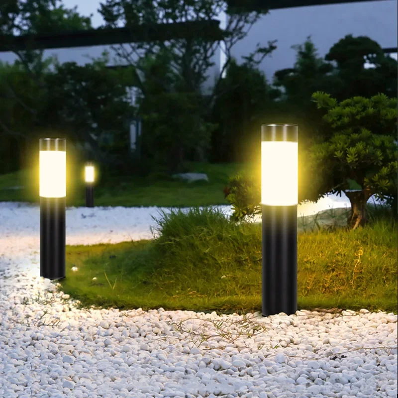 Lámparas LED cilíndricas simples creativas, iluminación Solar para jardín y patio, decoración de Villa, farolas, lámparas solares para césped