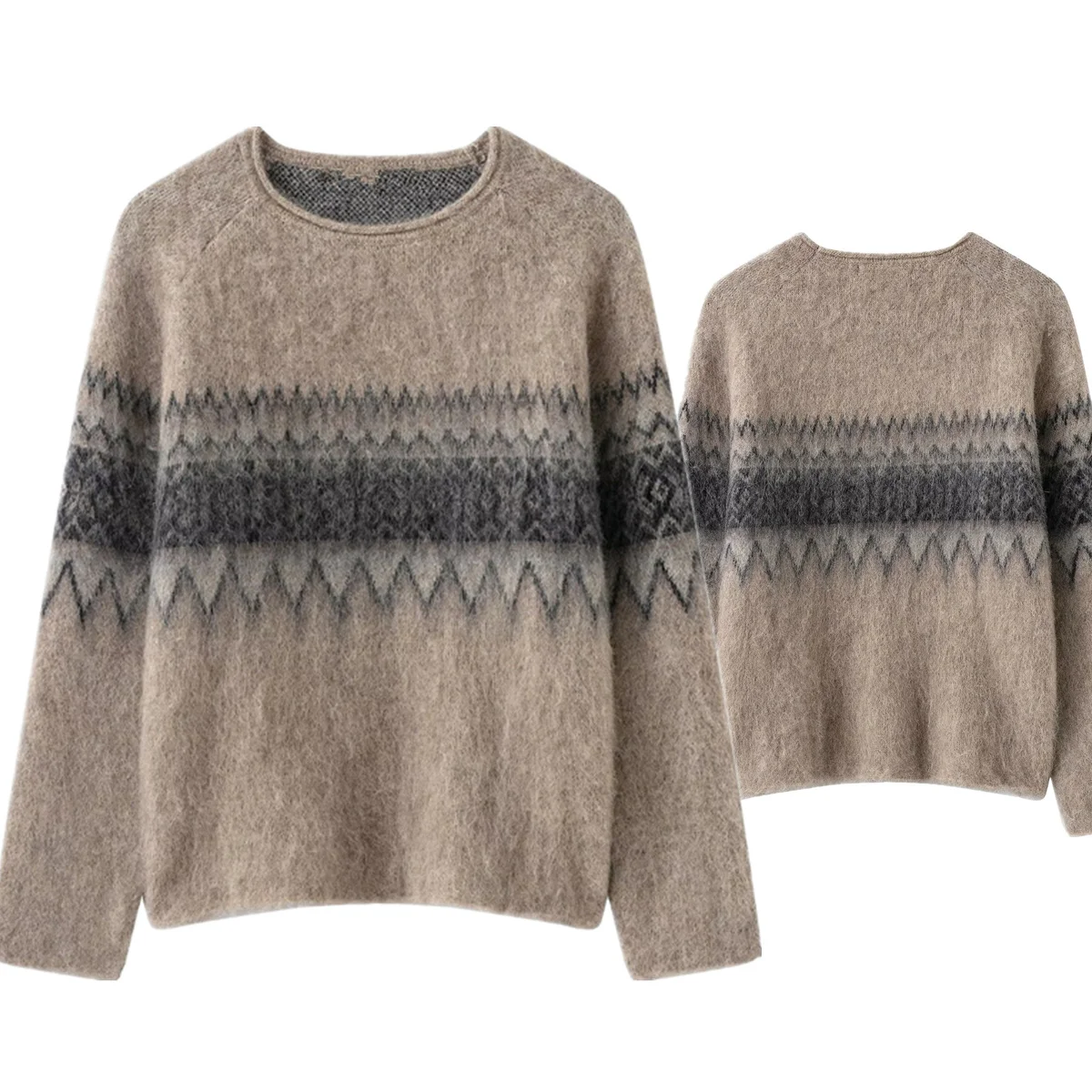 

Dave&Di Japanese Vintage Jacquard Pullover Sweater Women Tops Women's Sweater Knitwear Woman Clothing Woman Clothes