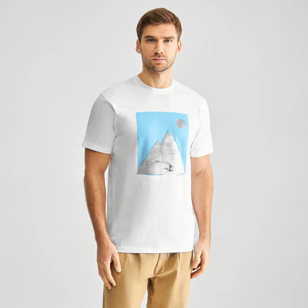 

DEDICATED Summer 2025! Stockholm Ski Cut Out Breathable Training Tee—White× ‘Snow Mountain Freedom’ Art Prints ‘Outdoor Soul’