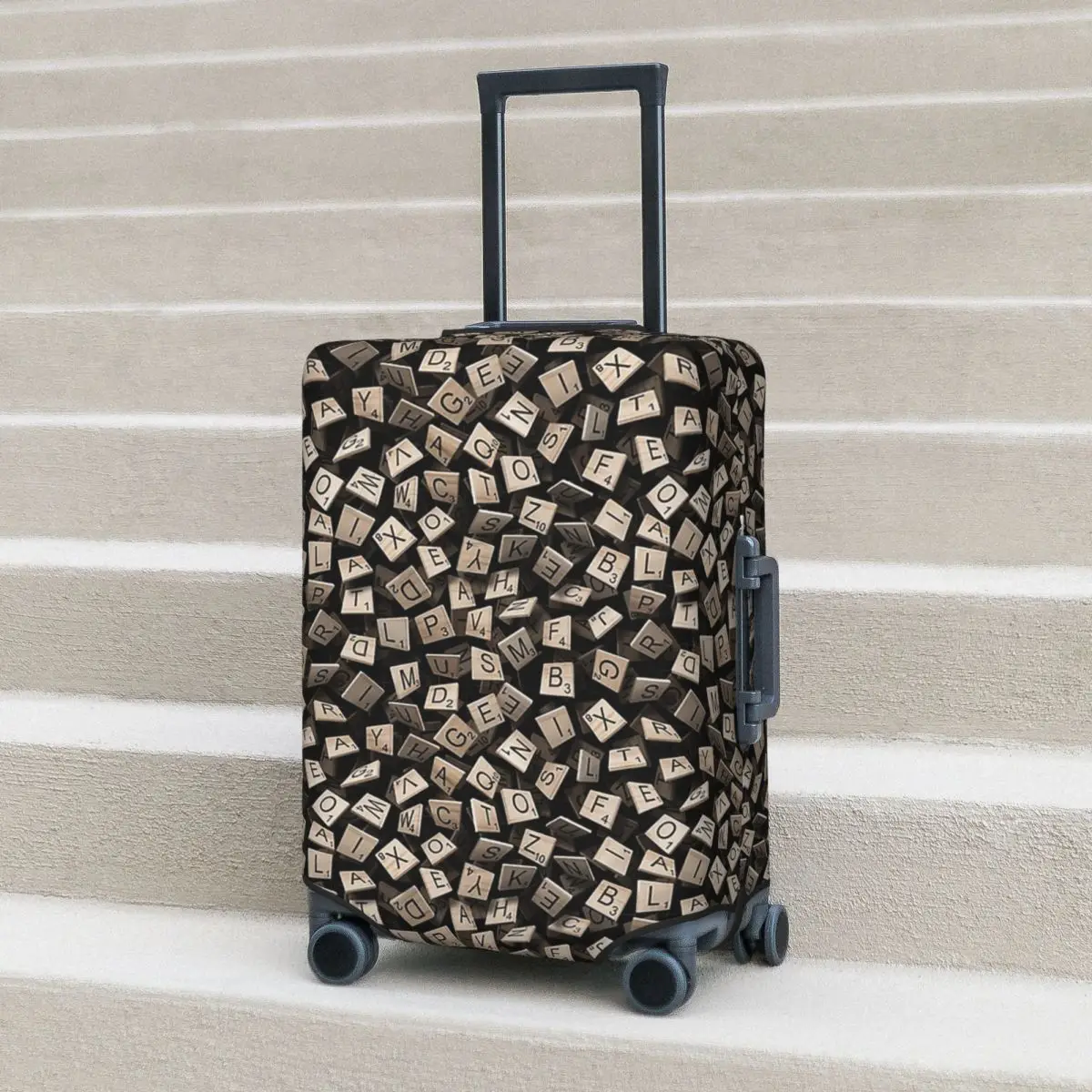 

Scrabble Tile Madness Pattern Suitcase Cover Protection Elastic Trip Luggage Protector Covers for 18-32 Inch