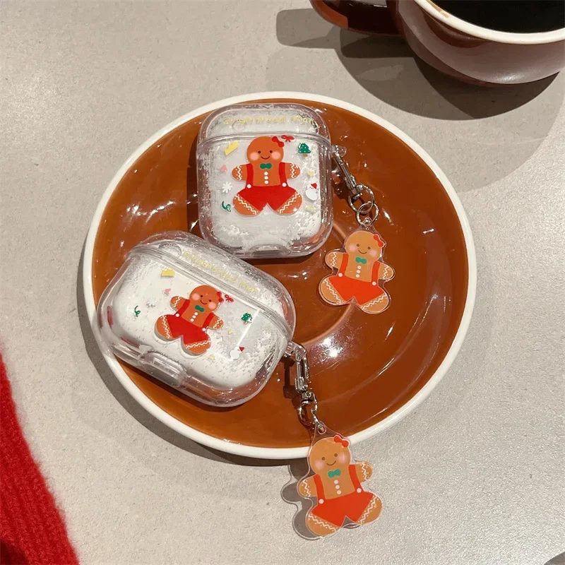 Funda navideña de arena movediza para AirPods 4, Airpod 1, 2, 3 Pro Pro2, auriculares Bluetooth, caja de carga, funda protectora para auriculares