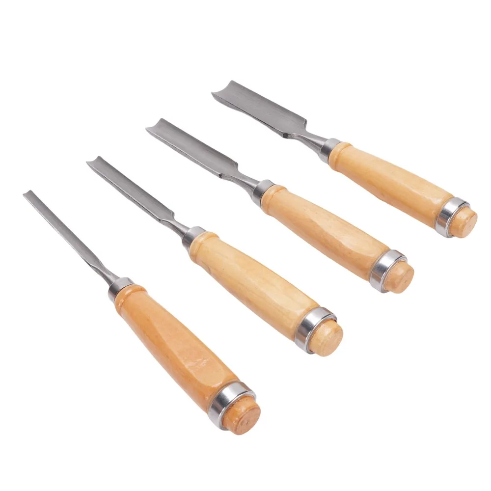 4 Pcs 4-Piece Half Round Wood Chisel Set Carbon steel Semi-Circular Woodworking Gouge Tools Wooden Handle Steel
