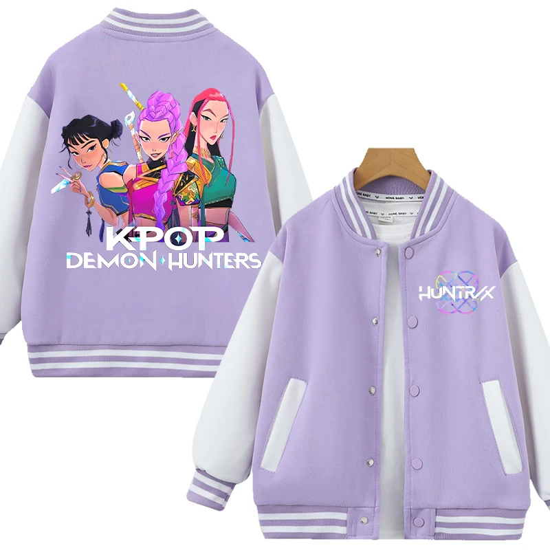 Nueva chaqueta para niños K Pop Demon Hunters, abrigo con estampado de figura de dibujos animados Kawaii, abrigo bonito de otoño para niños, ropa de invierno para niñas