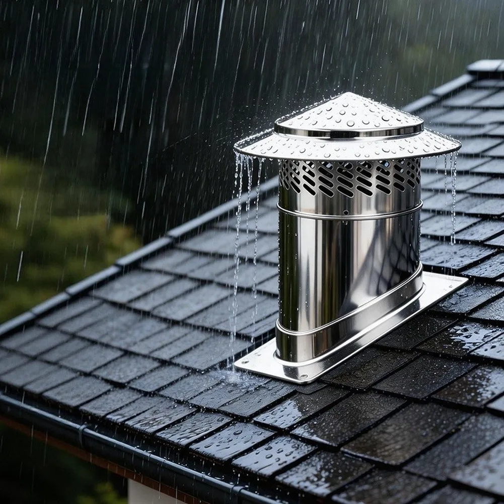 Stainless Steel Chimney Rain Cap Umbrella Design for Roof Ventilation Protection Against Rain Snow Leaves 80mm to 200mm