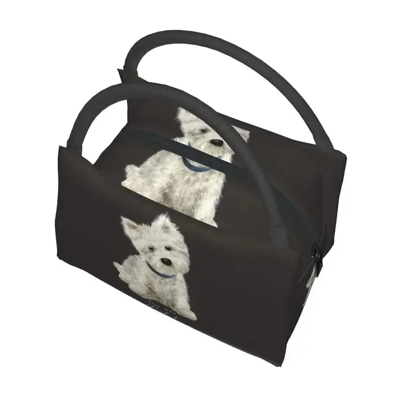 Schattige West Highland White Terrier Hond Geïsoleerde Lunch Tassen Voor Vrouwen Draagbare Westie Puppy Koeler Thermisch Lunchbox Werk Picknick