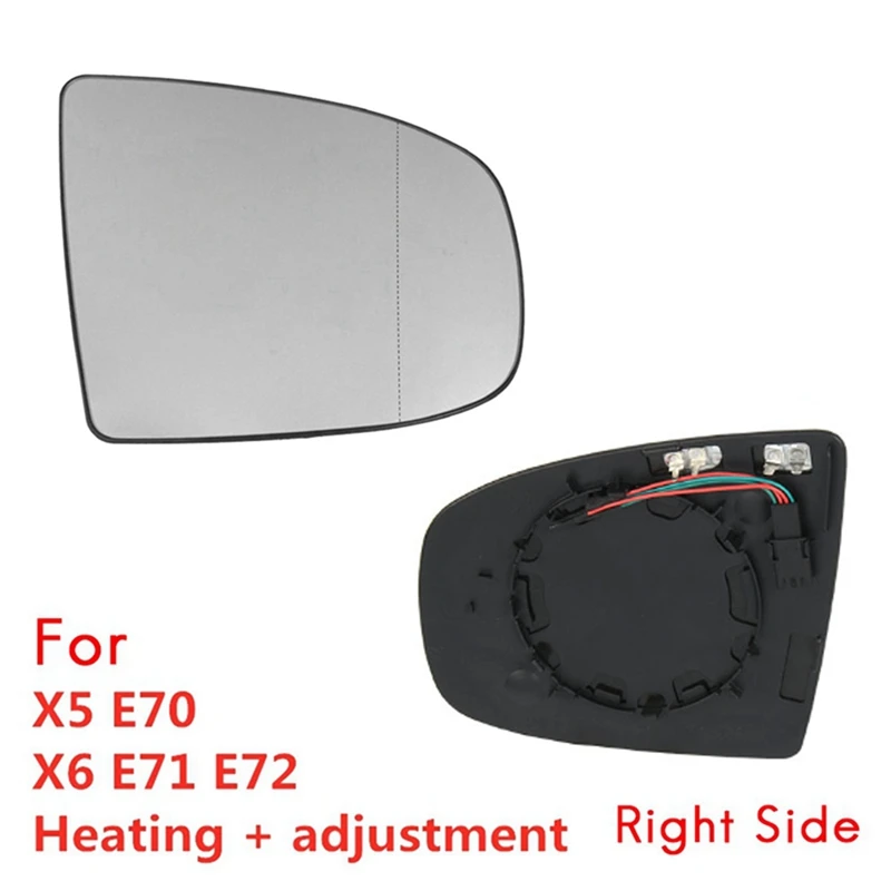 3X Right Side Rear View Mirror Side Mirror Glass Heated + Adjustment For BMW X5 E70 2007-2013 X6 E71 E72 2008-2014