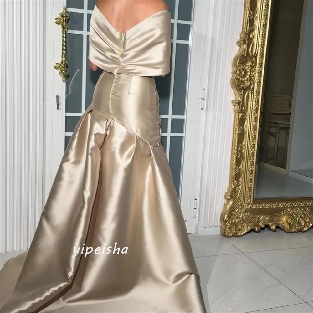 Jiayigong  Satin Draped Pleat Quinceanera Mermaid Off-the-shoulder Bespoke Occasion Gown Long Dresses