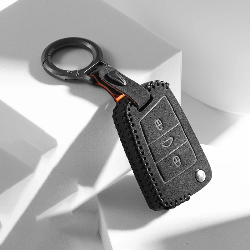 

Suede Car Key Case Remote Cover Shell Holder Protector Fob For VW Volkswagen T-ROC Golf 7 Polo Tiguan T-Cross Jetta EOS Beetle