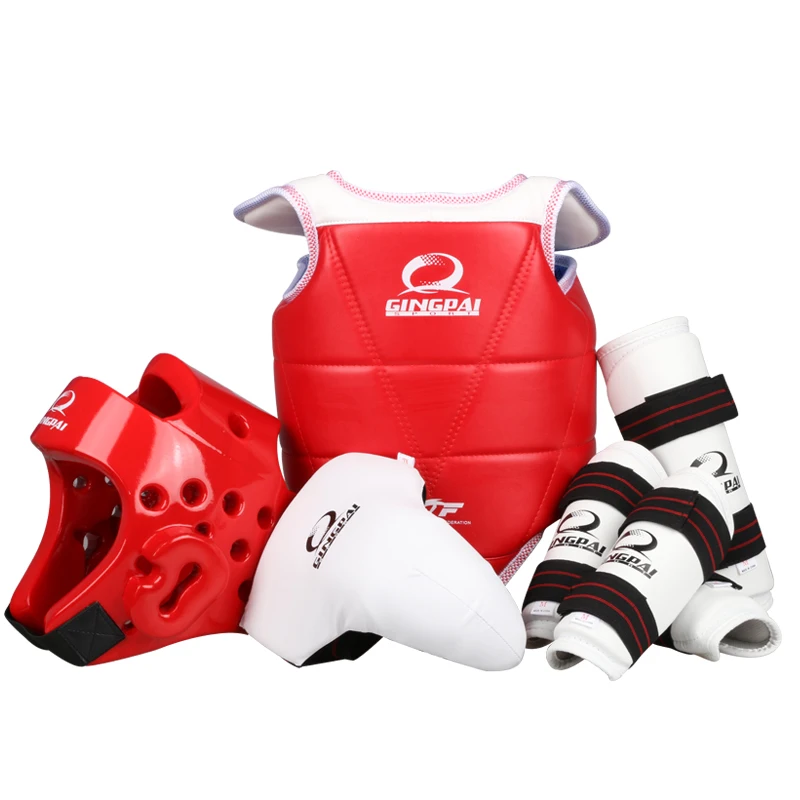 Adult Kids Child Tae kwon do Thickening WTF Taekwondo Protection 6pcs/set Chest Protector Karate Helmet Arm & Shin Guard