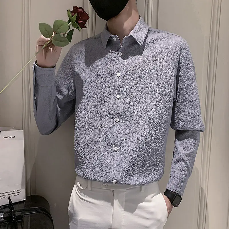 

Рубашка с длинным рукавом Мужской Топ белая маленькая рубашка модная и крутая Повседневная рубашка