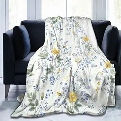Colorful Flower Blanket Plant Floral Flannel Throw Blankets Cozy Lightweight Plush Gifts for Women Girls Warm Blanket All Season