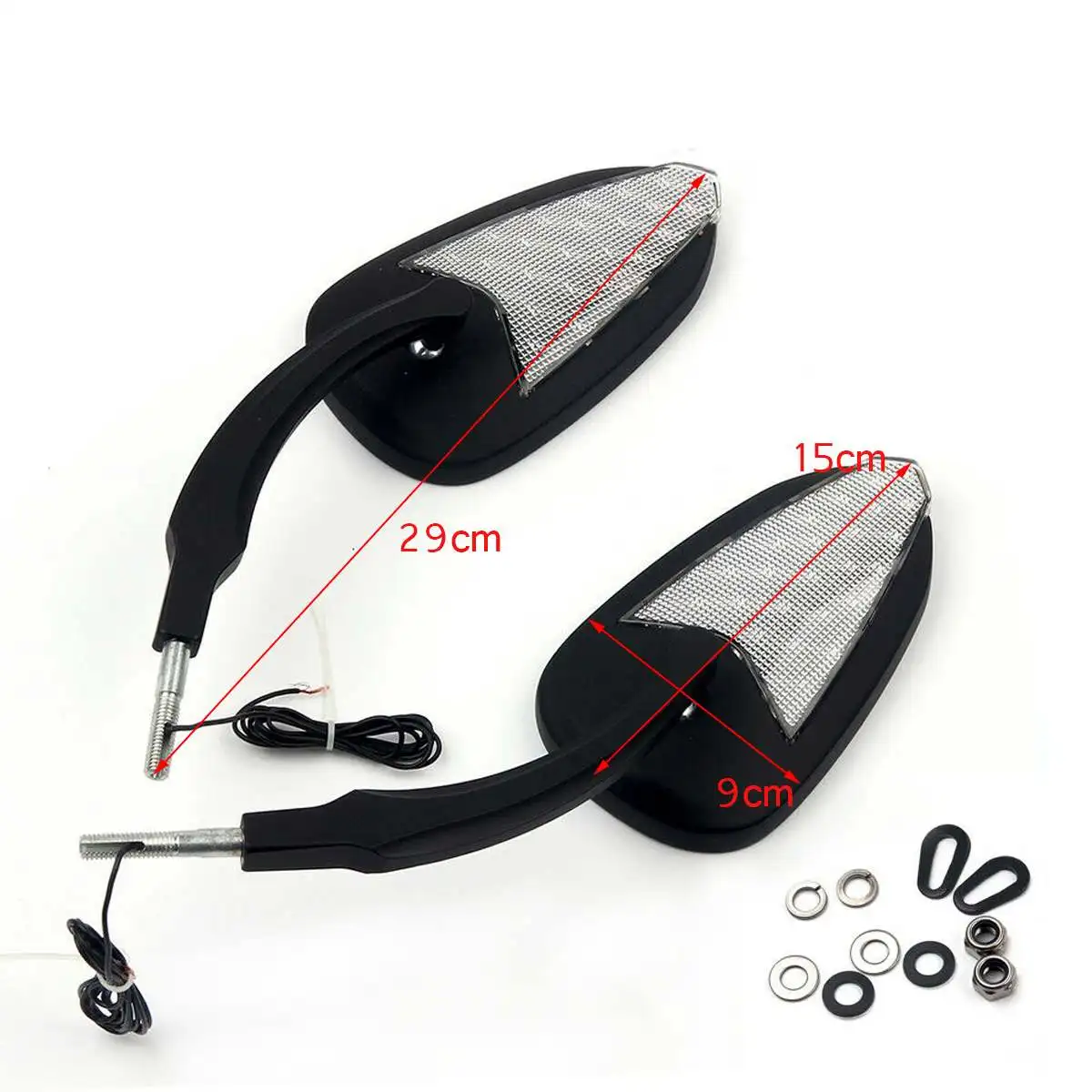 2Pcs Motorcycle Rearview Side Mirror With 24 Led Turn Signal Light Universal Metal Rear View Mirrors Black / Chrome For Harley