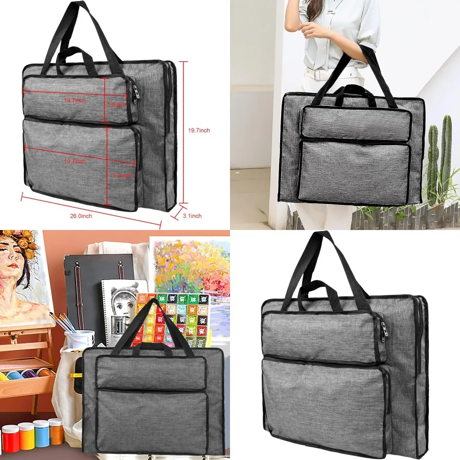 Bolsa de cartera de artista resistente al agua para estudiantes, almacenamiento de suministros de arte, bolso de hombro para tablero de dibujo de 8K, arte de bloc de bocetos