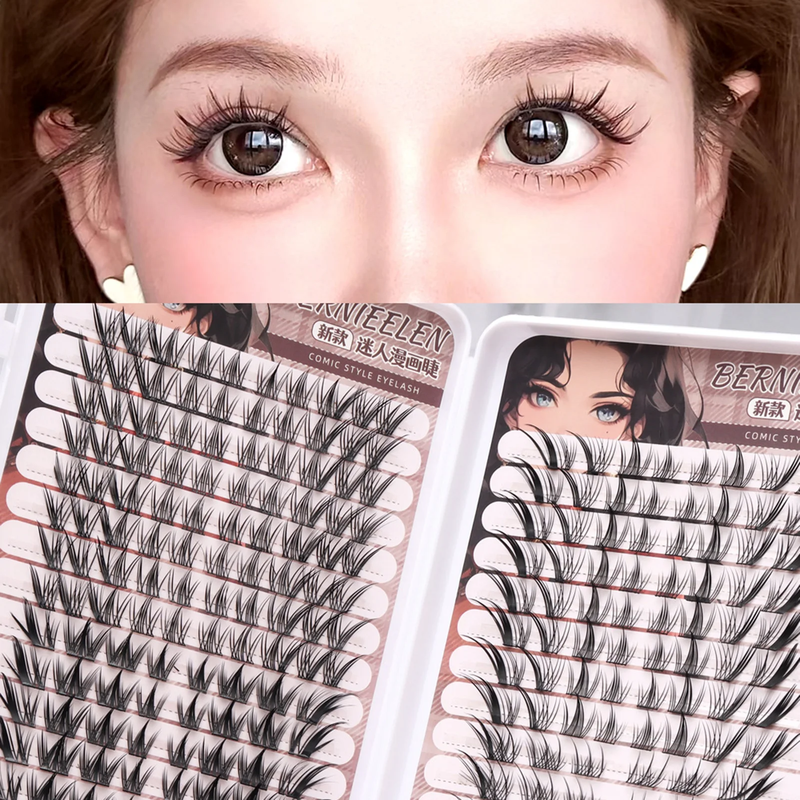 الجزء العنقودية الرموش الصناعية العلوي السفلي جلدة 5-13 مللي متر رقيق لتقوم بها بنفسك تمديد لينة تأثيري شائكة رمش مجموعات ماكياج اليومي #2