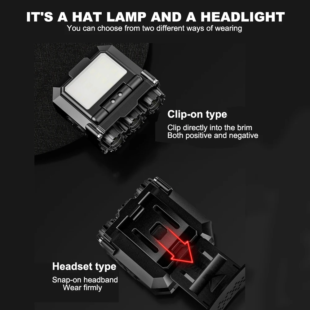 Amanfire 0204B Headlamp Range 200M Manual Sensing Adjustable 700LM Sensor Switch white+red bulb Built-in1100mAh polymer battery