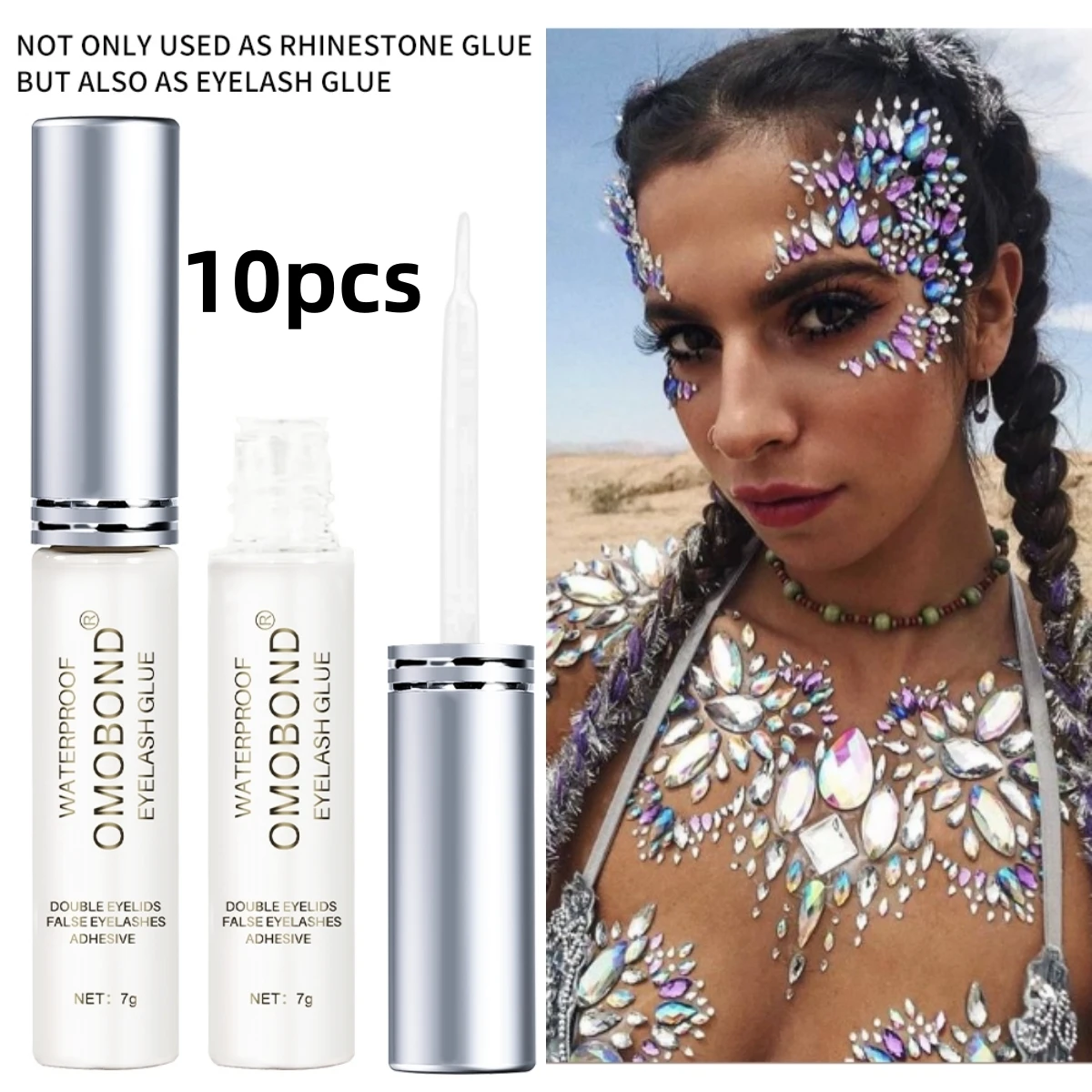 10pcs Professional Quick Dry Rhinestone Glue Waterproof Beauty Adhesive Glue Eye Lashes Glue Low Odor No Irritation Makeup Tools