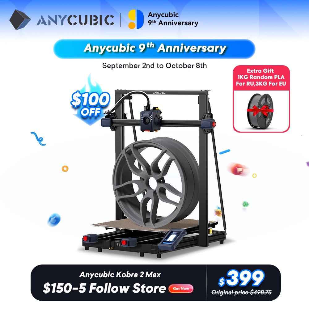 

ANYCUBIC KOBRA 2 Max FDM Профессиональный 3D-принтер 4,3 дюймовый емкостный HD сенсорный экран автовыравнивание 3D принтер экструдер