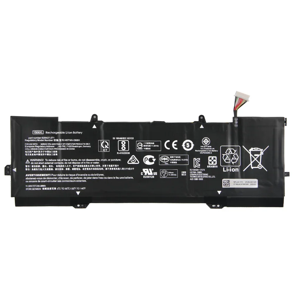 Replacement Battery YB06XL HSTNN-DB8H For HP Spectre x360 15-CH013TX TPN-Q200 High Quality Batteries 84.08Wh 7280mAh With Tool