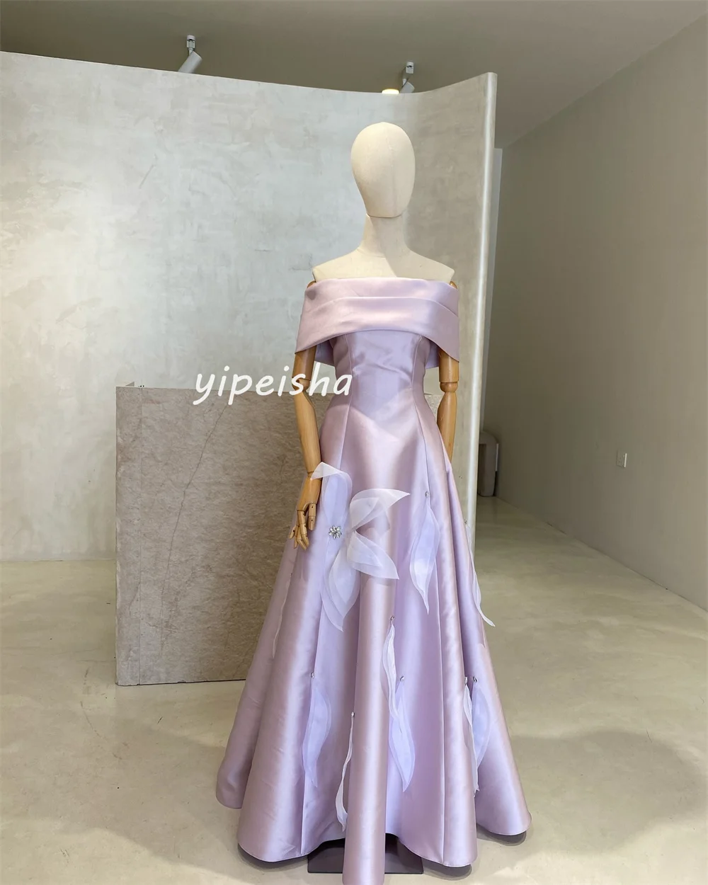 Sparkle Flower A-line Off-the-shoulder Midi Dresses Prom Dresses Classic Exquisite Modern Style Pastrol Unisex Chinese Style