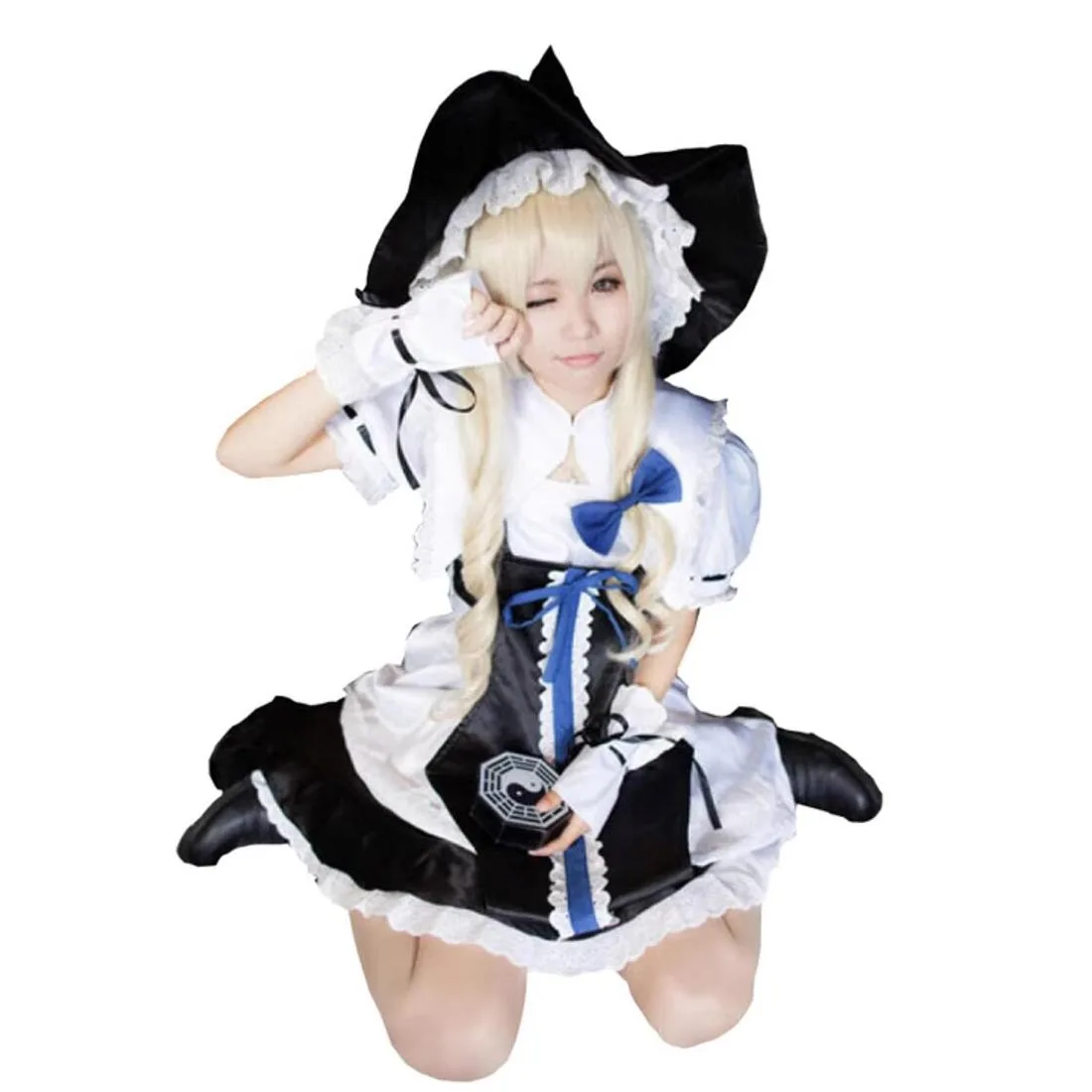 2023 TouHou Project Kirisame Marisa Maid Dress Cosplay Costume Full Set With Hat Custom Made