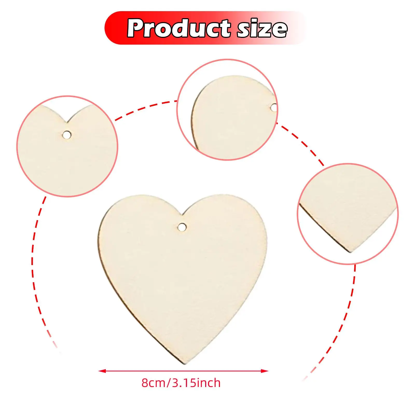 20Pcs Heart Shaped Wood Slices Cutouts Unfinished Party Decoration DIY Craft Art Project with Twines Christmas Hanging Decor
