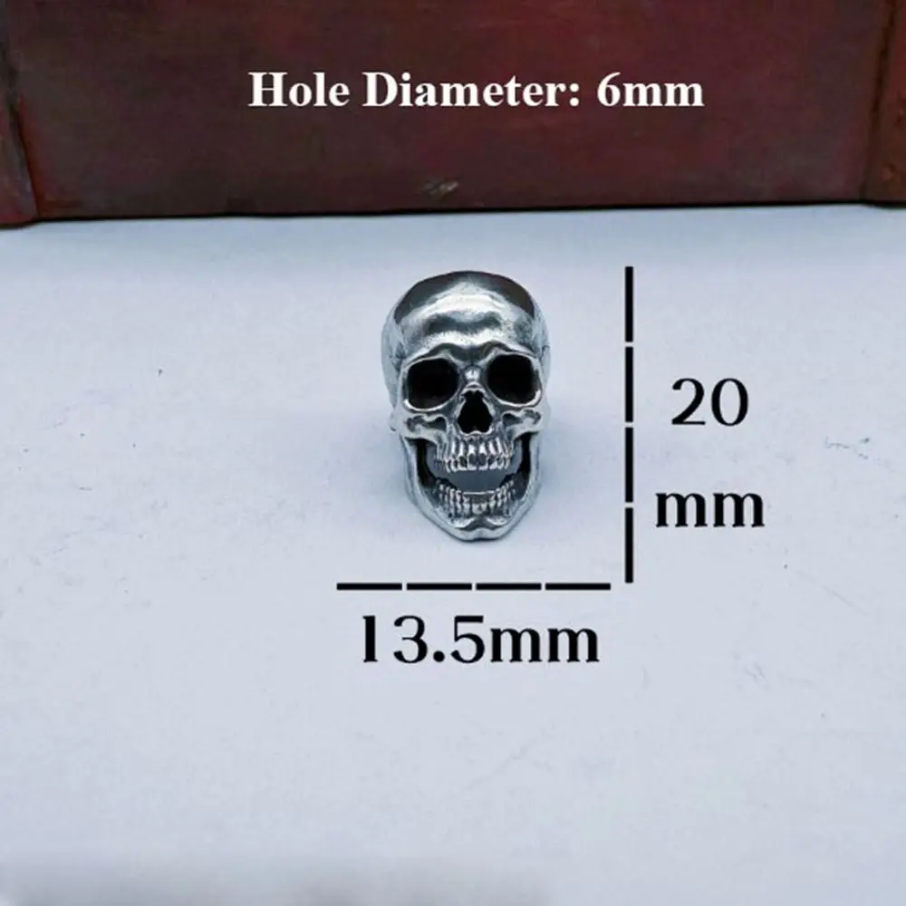 Handmade Sculpture Brass Bead Charms DIY Jewelry Accessories Skull Head Retro Pendant Bracelet Lanyard Pendant EDC Outdoor Tool view 5