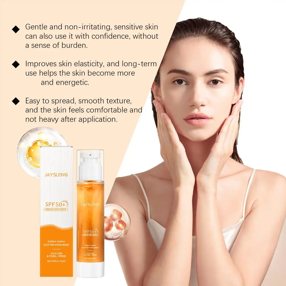 

Brightening Sunscreen Spf 50+ Daily Sun Gel Moisturizing Spectrum Glow Body Protection Lightweight Skin UV Sunblock Broad H B4Y0