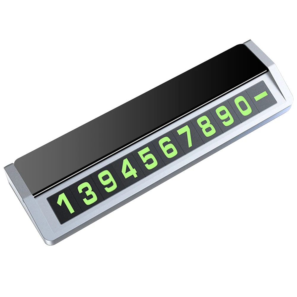 

Aluminium Parking Plate Dual Number Board Silver Temporary Sign Windshield Ornament Phone Display Privacy Protection