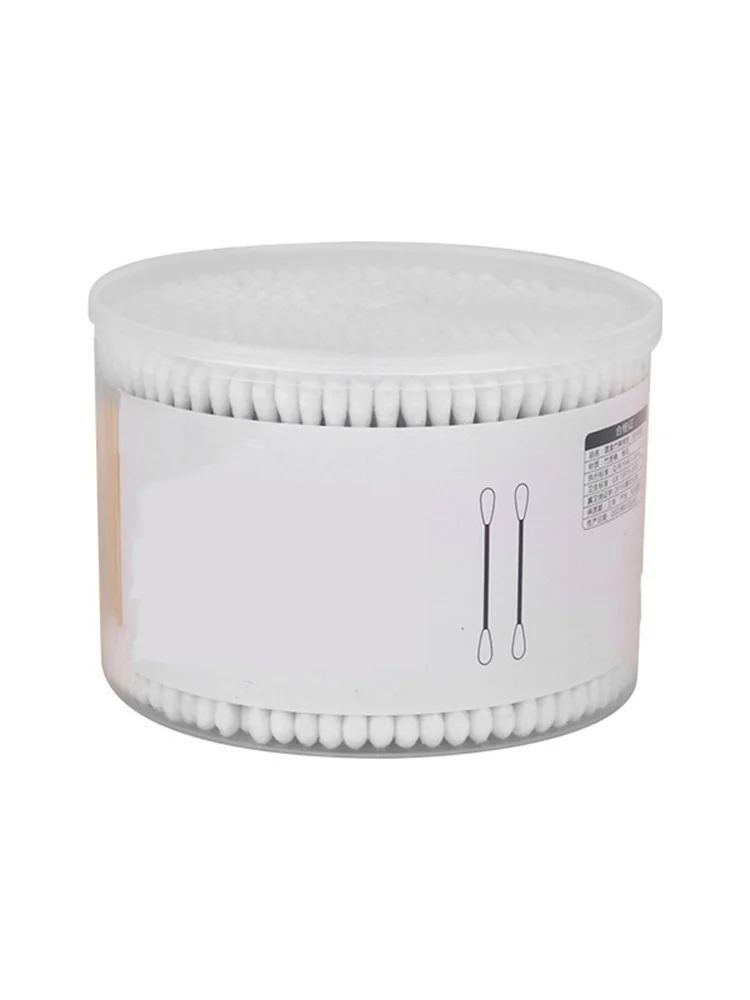 Tamponi di cotone usa e getta da 500 pezzi con doppia spirale e teste a punta in una scatola per la rimozione del trucco, la pulizia delle orecchie e altro ancora