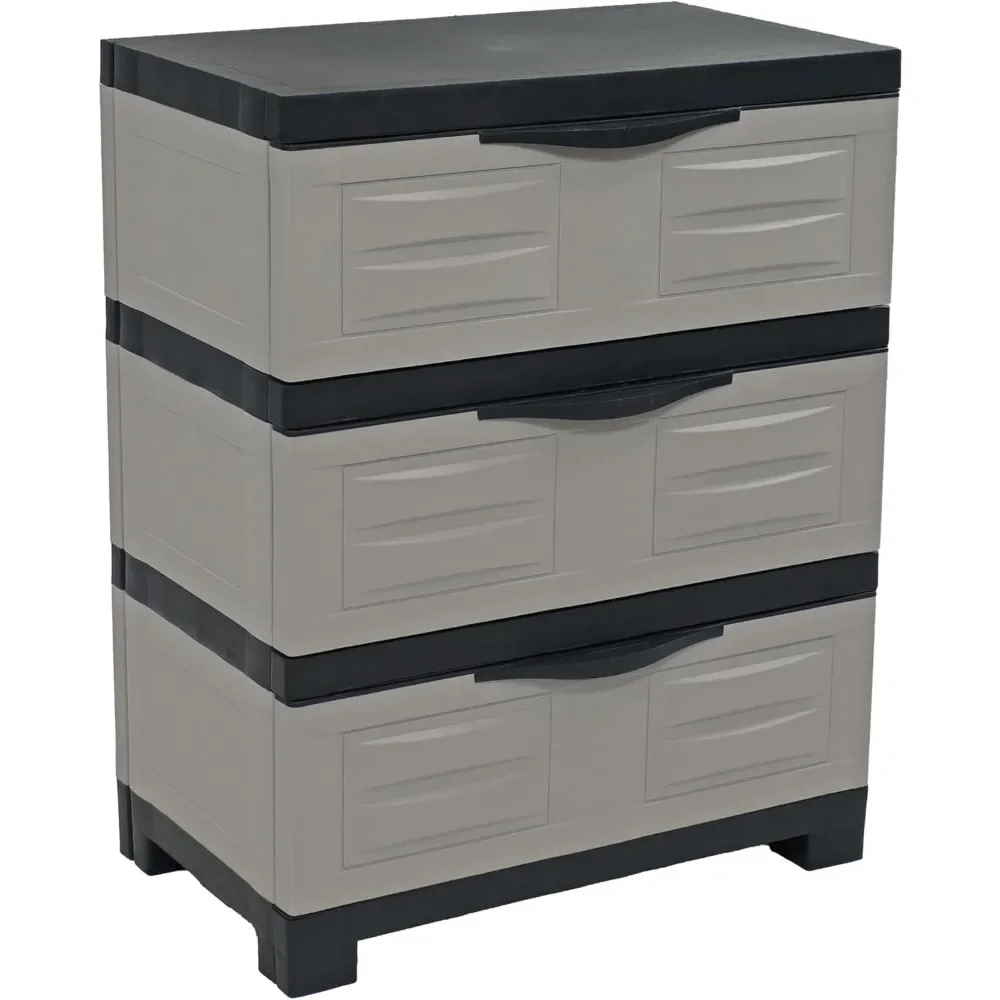 3-Tier Plastic Storage Drawers Versatile Storage Cabinet with 3 Drawers Tool Free Assembly Gray  29.5