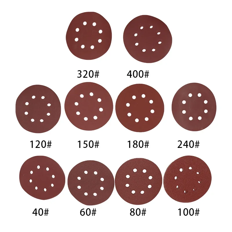 

10 шт. 5 дюймов 125 мм круглые наждачные бумажные листы зернистость 60-3000 крючок и петля шлифовальные диски полировочные абразивные инструменты