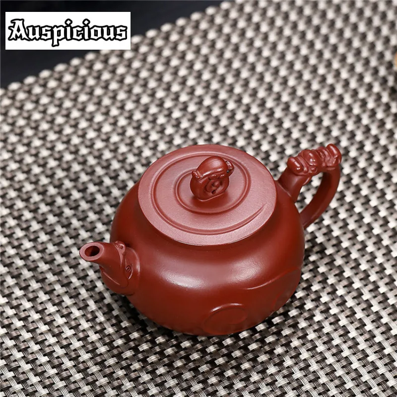 210ml Antique Yixing Purple Clay Teapots Handmade Flood Dragon Pot Raw Ore Dahongpao Mud Tea Making Kettle Chinese Zisha Tea Set