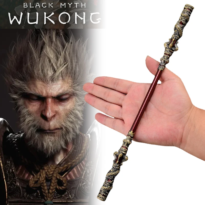 30 cm Metall Schwarz Mythos Wukong Cudgel Katana Eisen Echte Größe Wukong Waffe Mini Japanische Katana Stahl Samurai Schwert Spielzeug anime Geschenk