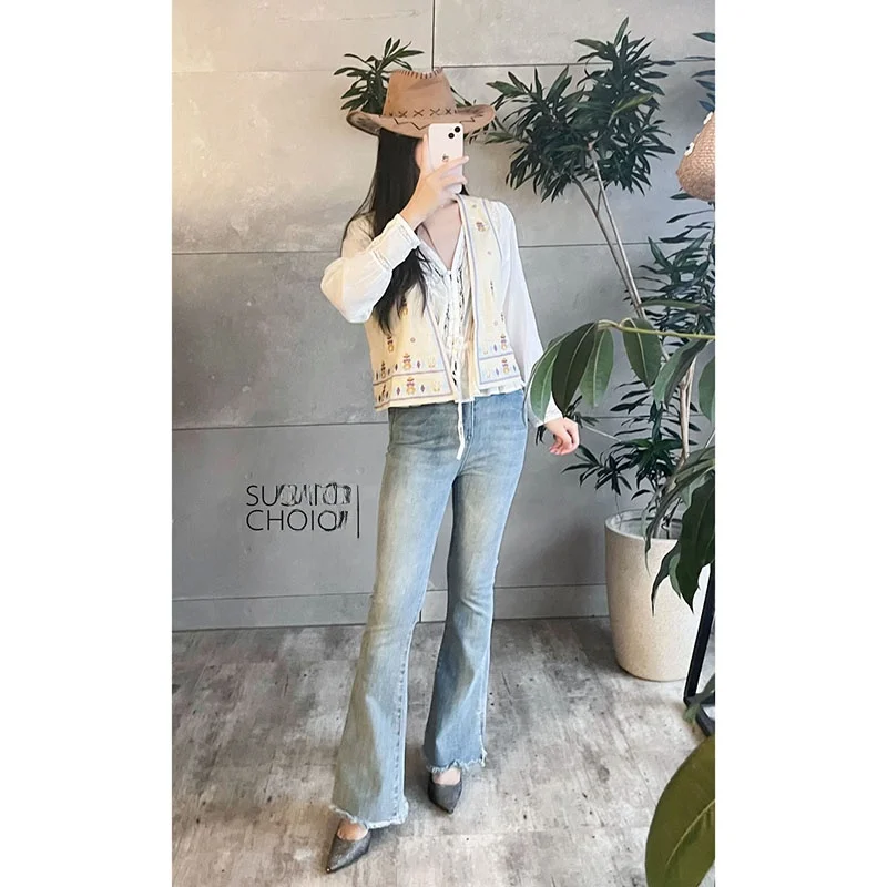 

Susan Faion Linen Svel Yellow Embroidered Print Vest Top Ethnic Trendy Small ence Summer Women's Clothing