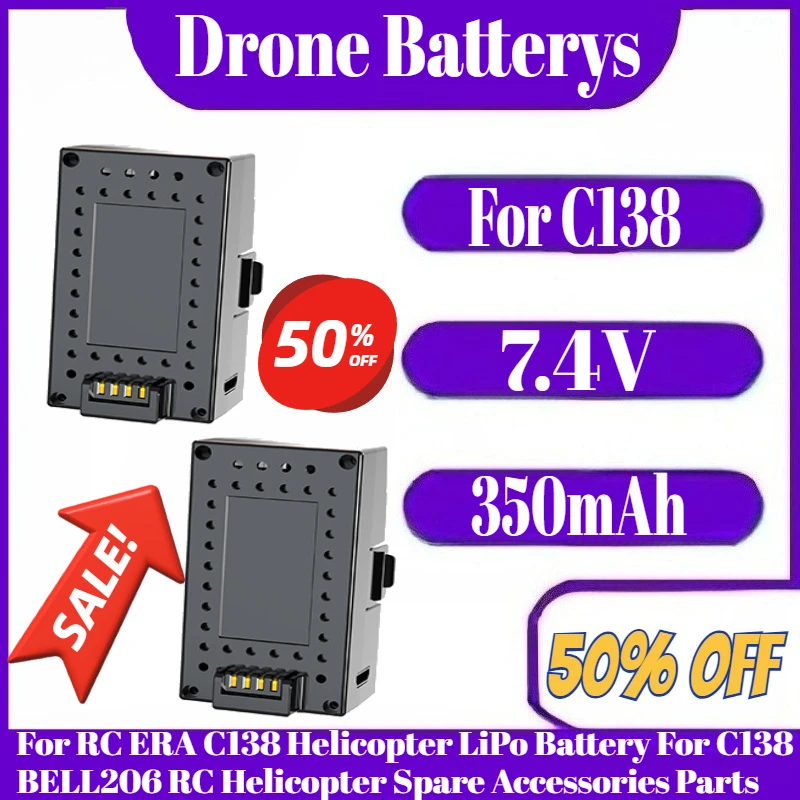 

7.4V 350mAh Battery For RC ERA C138 Helicopter LiPo Battery For C138 BELL206 RC Helicopter Spare Accessories Parts